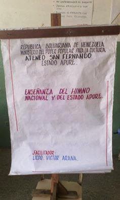 Dictado taller de correcta interpretación del Himno Nacional y del estado Apure en Escuela Mac-Gregor de San Fernando.