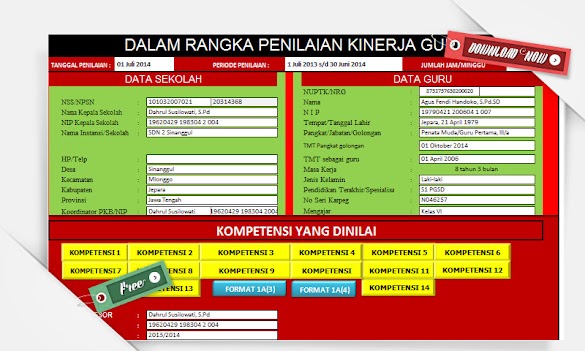Download Aplikasi Evaluasi Kinerja Guru (Pkg) Otomatis Format Excel