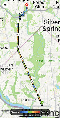 Screenshot of a map showing my route running out of DC.