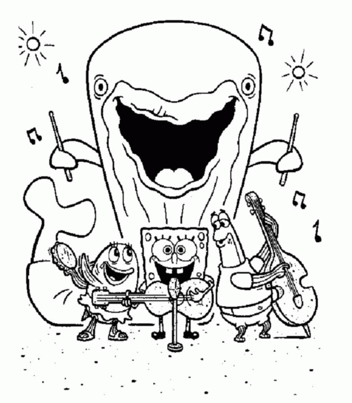 SpongeBob Characters music Coloring Page