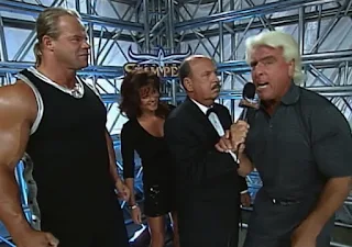 WCW Spring Stampede 2000 - Ric Flair, Lex Luger and Elizabeth talk to Mean Gene Okerlund