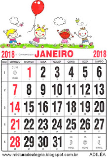 Calendário de 2018 ilustrado