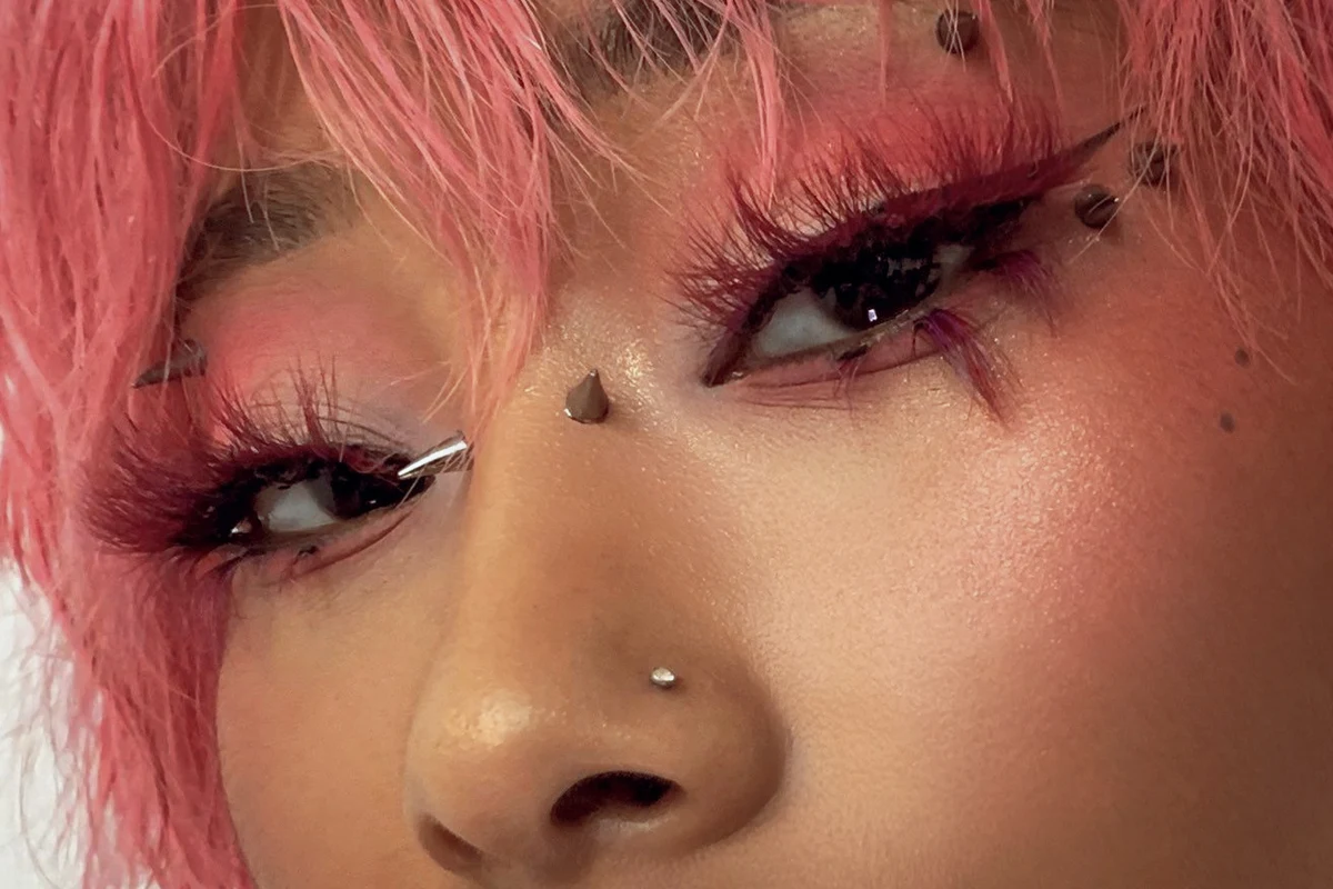 close-up picture of female eyes with alternative makeup look