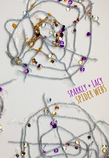 Sparkly and Lacy Yarn Spider Web craft for kids