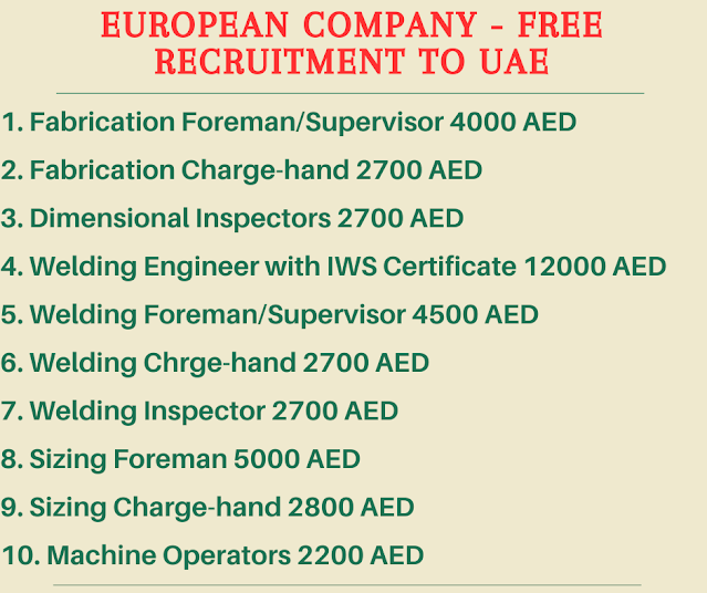European Company - Free recruitment to UAE