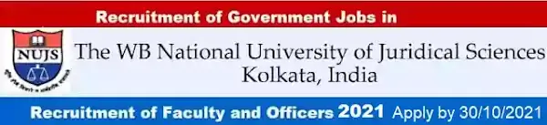 WBNUJS Faculty and Non-Teaching Officer Recruitment 2021