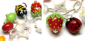 Lampwork glass bead bracelet