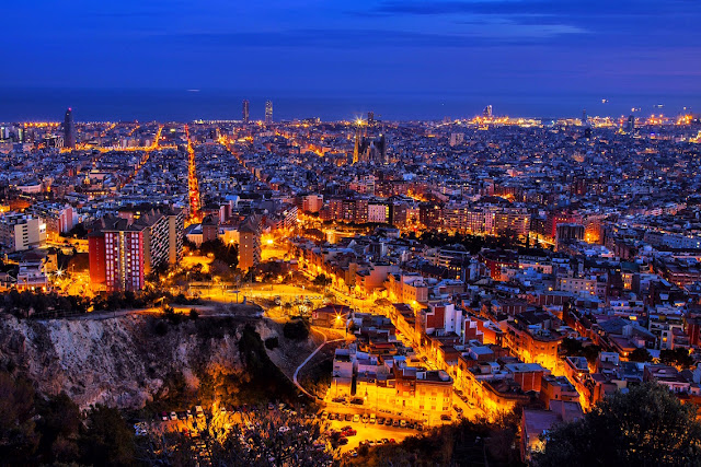 barcelona sunset night photography skyline