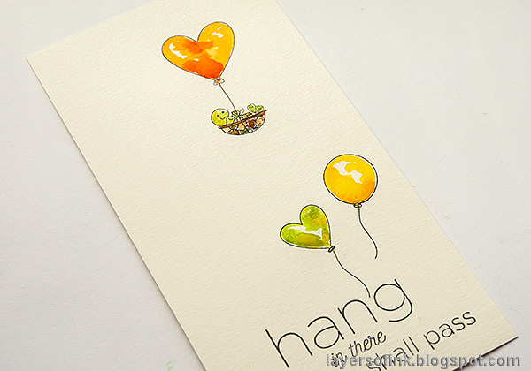 Layers of ink - Balloons, hearts and a cute turtle. Encouragement card tutorial by Anna-Karin Evaldsson.