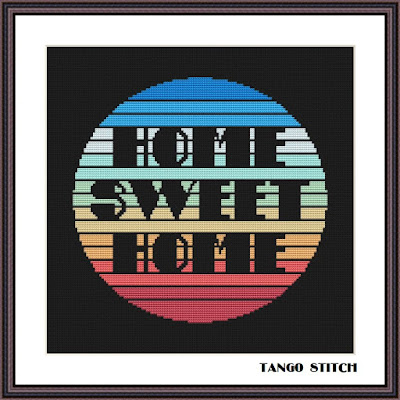 Home Sweet Home sunset cross stitch pattern Tango Stitch