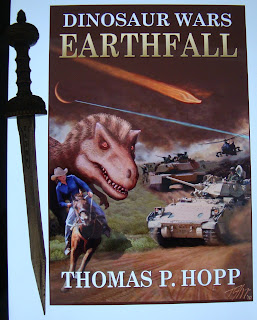 Portada del libro Dinosaur Wars: Earthfall, de Thomas P. Hopp