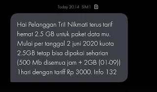 Tri 2,5GB sehari berubah | dari FB