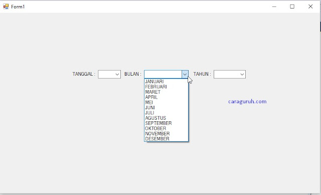 membuat tanggal, bulan tahun di combo box, fungsi tanggal, fungsi bulan, fungsi tahun