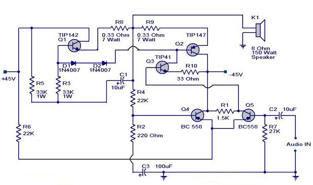  Skema  Rangkaian Power  Amplifier  150 Watt