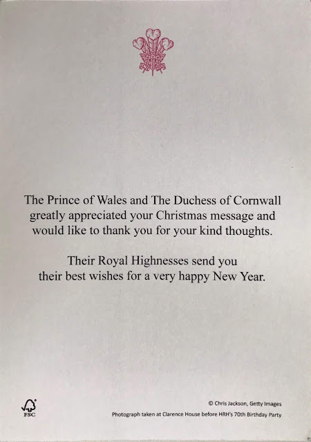 The Prince of Wales and Duchess of Cornwall, Christmas card reply