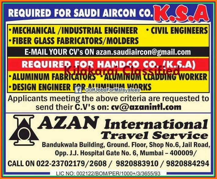 Saudi Aircon Company jobs for KSA