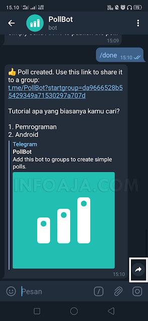 Share polling dari Telegram