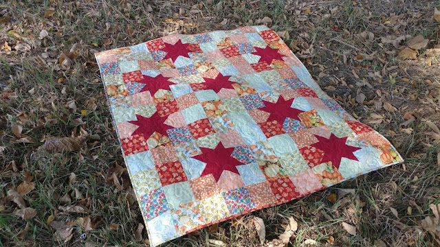 Pumpkin quilt with stars