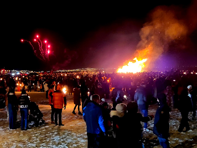 Fireworks and bonfire