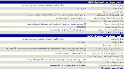 إعلان توظيف مركز التكوين المهني و التمهين بير الجير وهران جويلية 2015