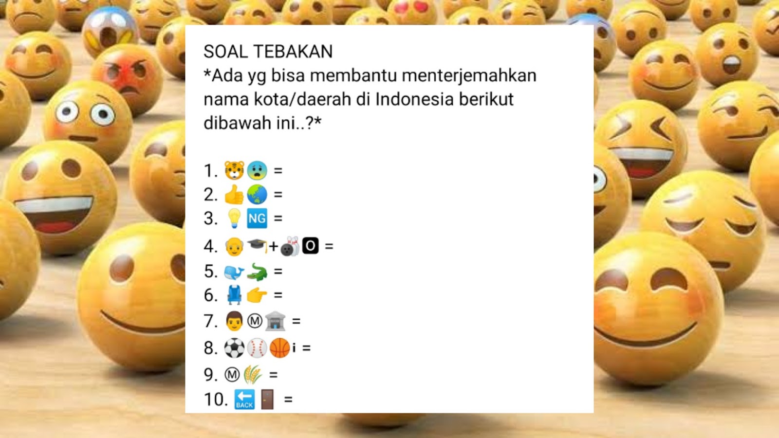 Tebak Gambar Emoji untuk Nama Kota di Indonesia