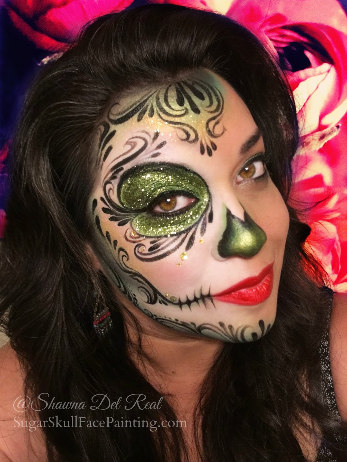 Shawna D Make Up Green Sugar Skull Makeup