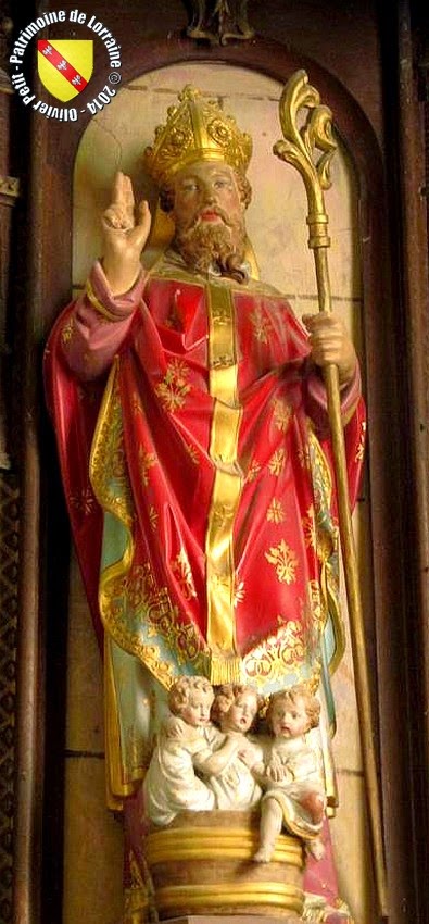 Saint-Nicolas (XIXe siècle) - Statue polychrome en plâtre - Église de Vicherey (88)
