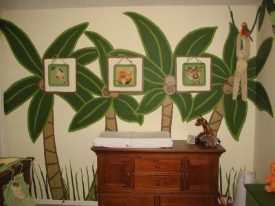 Baby Nursery Monkey Theme on Jungle Themed Nursery Murals   Nursery Murals And More