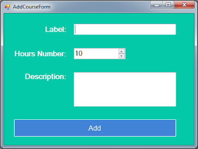 C# Students Information System Source Code - add course