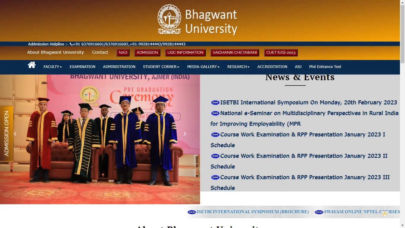 Bhagwant University Admission, Courses, Fees, Ranking and Contact