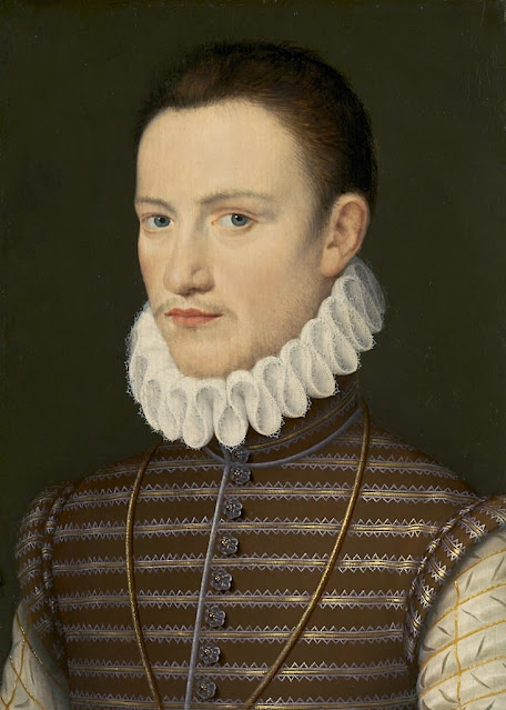 Ecole française du XVIe siècle Portrait d'un gentilhomme, ca. 1570  Huile sur panneau de bois de pin ou de sapin, 32.4 × 23.7 cm - Collection privée