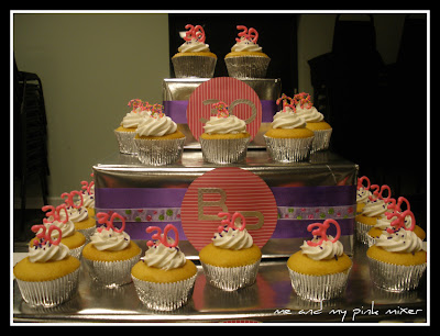 30th Birthday Cake Ideas on My Pink Mixer  30th Birthday Party Cupcakes   Homemade Cupcake Stand