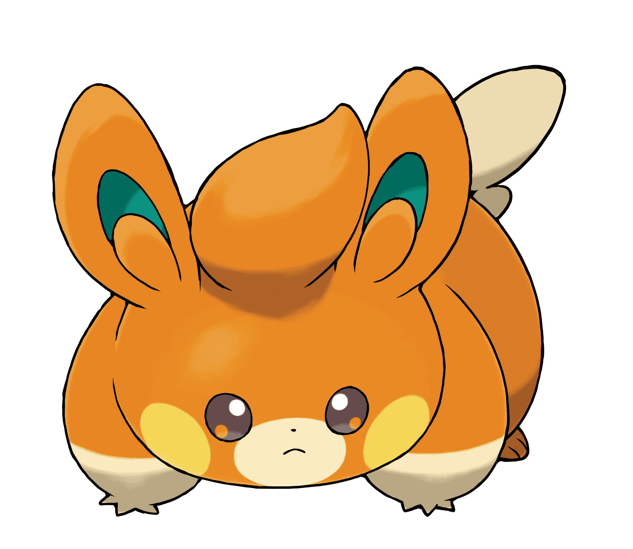Bonito pato Pokémon do tipo elétrico com olhos vermelhos