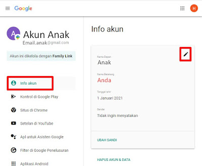 Ubah Umur Akun Google