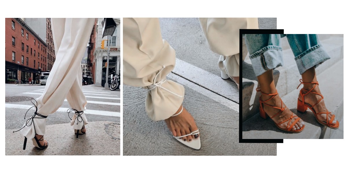 Aktualne trendy z Instagrama - Wiązane buty z cienkimi paseczkami oraz klapki