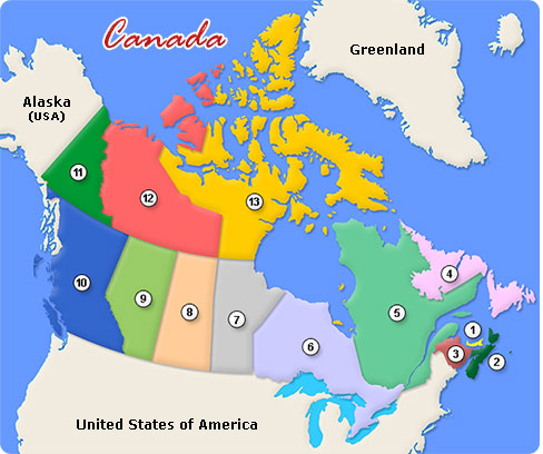 Map of Canada and Provinces