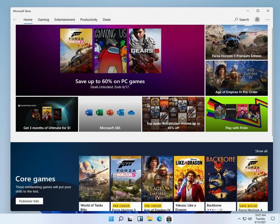 The existing Windows Store in Windows 11.