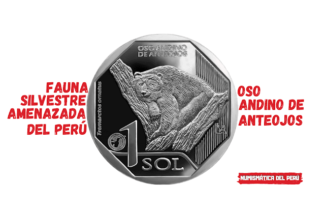 Moneda alusiva al Oso Andino de anteojos