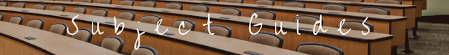 A photo of the lecture hall in the TVCC Science Center superimposed with the words Subject Guides