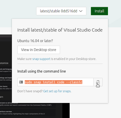 Visual Studio Code launches as a snap.VSCode dapat diinstall via snap