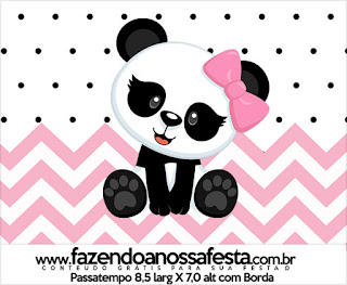 Panda Baby in Pink Chevron: Free Printable Candy Bar Labels.