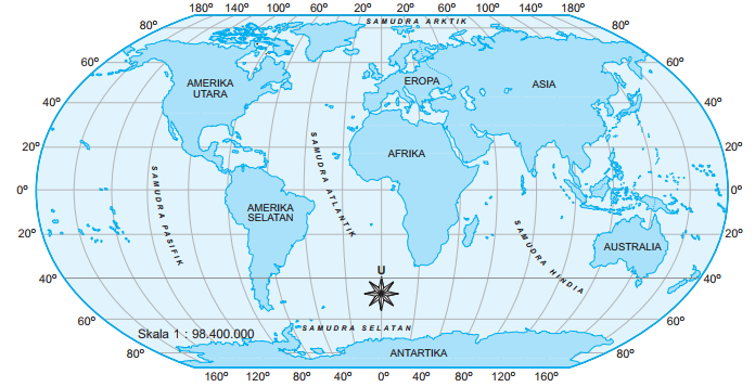 Gambar peta letak benua dan samudra