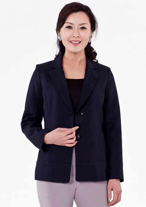 Lee Hun Young's Double Collar Satin Jacket