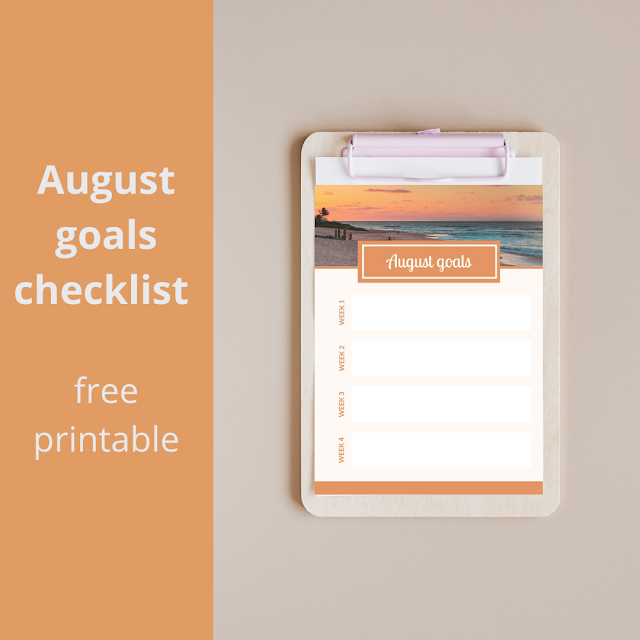 August goals checklist - free printable