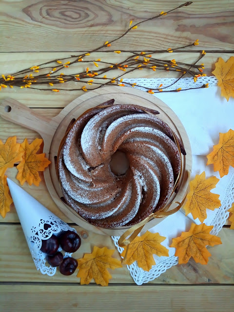 Bundt cake integral de crema de castañas (marrón glacè) Desayuno merienda postre bizcocho receta sencilla, fácil, rápida de temporada con horno Cuca