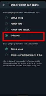 Cara Menghilangkan Terakhir Dilihat di WhatsApp