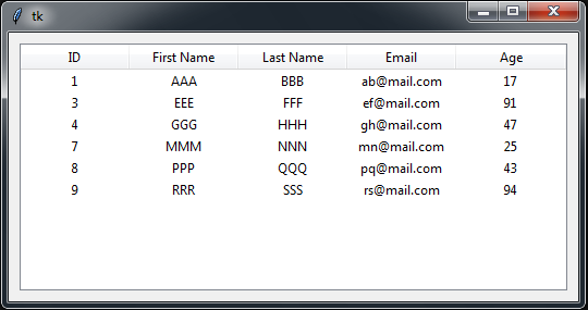 Python Tkinter Populate Treeview