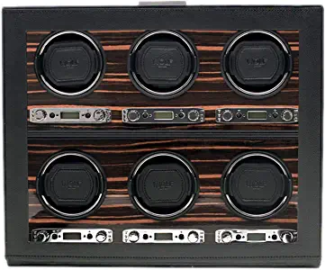 WOLF 459256 Roadster 6 Piece Watch Winder with Cover, Black