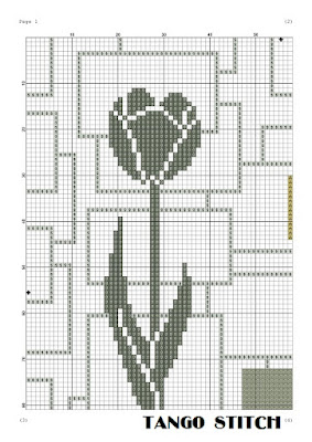 Scandinavian style tulip flower cross stitch hand embroidery - Tango Stitch