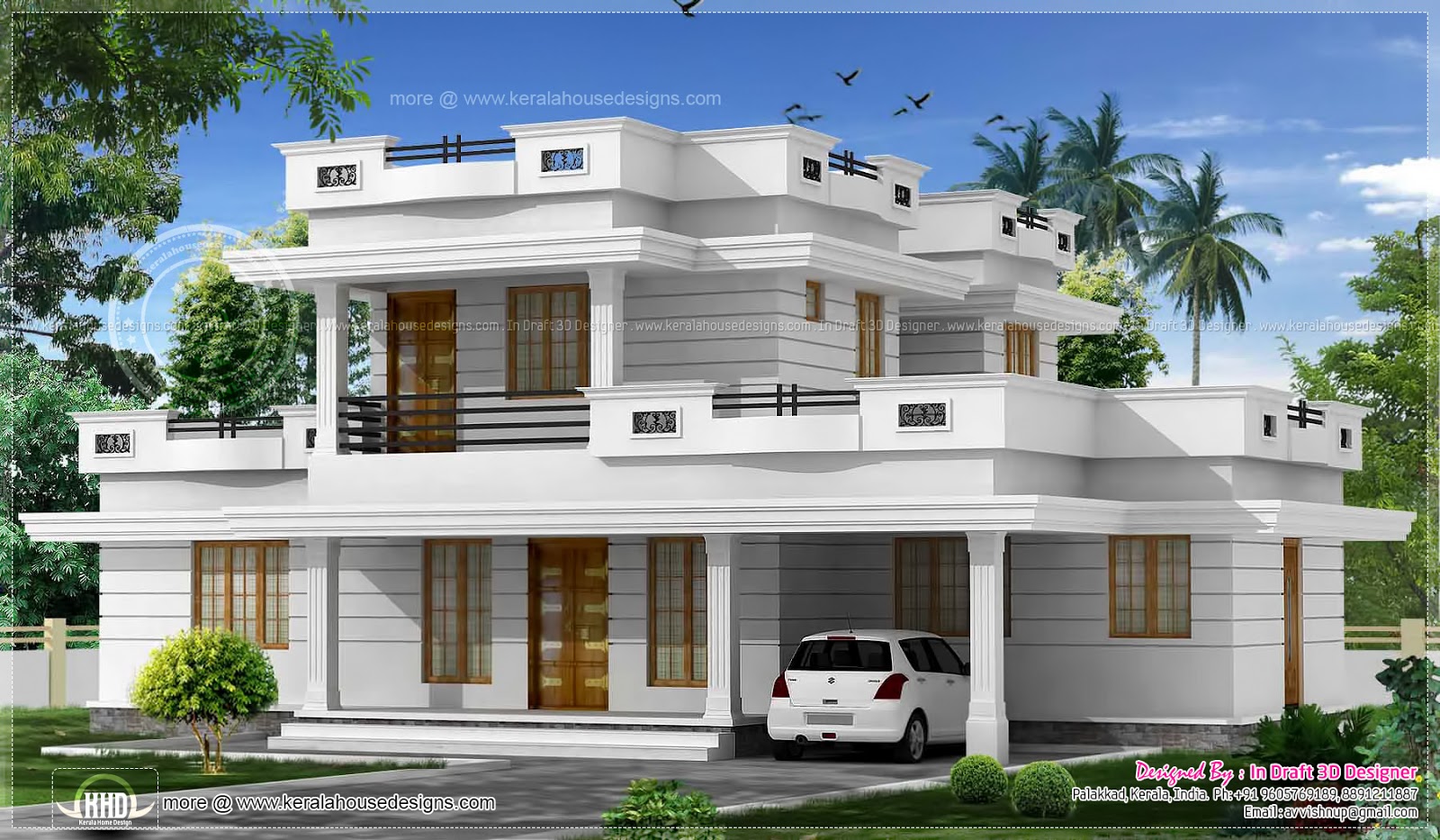 Bed room flat roof villa with courtyard 2172 sq-ft